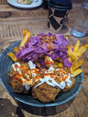 Chicken & chips at Vegan House in Chester