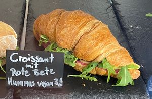 Vegan croissant sandwich with hummus   at Café Bota in Tubingen