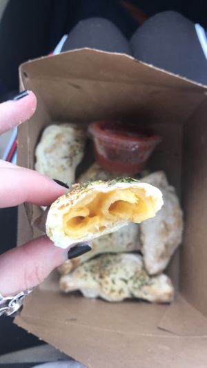 Mac n cheese mini calzones  at Pi Vegan Pizzeria in Seattle