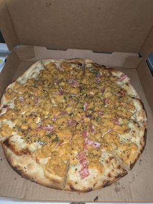 Mac pizza! Delicious!  at Pi Vegan Pizzeria in Seattle