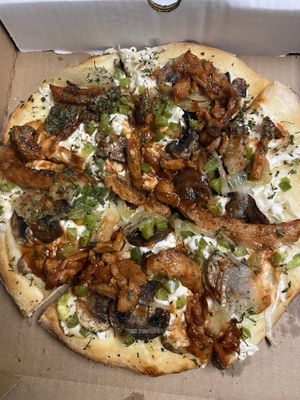 Bbq chicken at Pi Vegan Pizzeria in Seattle