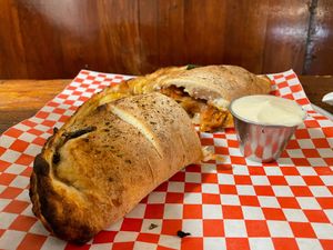 Barbecue Chik’n Calzone at Pi Vegan Pizzeria in Seattle