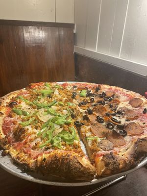 Half and half to order. Yum.  at Pi Vegan Pizzeria in Seattle