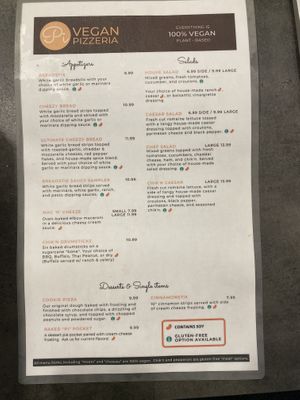 Menu June 2023  at Pi Vegan Pizzeria in Seattle