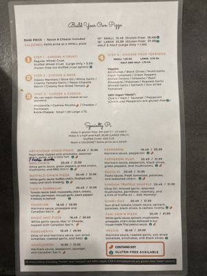 Menu June 2023  at Pi Vegan Pizzeria in Seattle