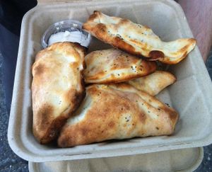 Calzone sampler! at Pi Vegan Pizzeria in Seattle