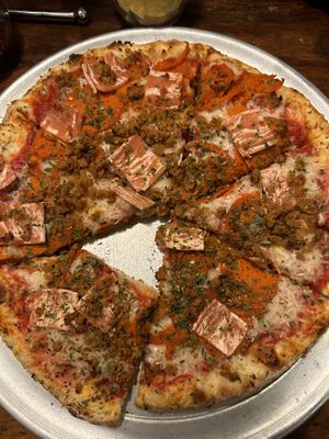 Meat lovers  at Pi Vegan Pizzeria in Seattle