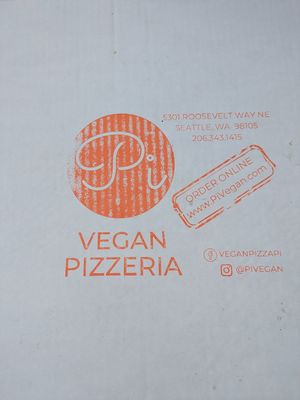 Take away box at Pi Vegan Pizzeria in Seattle