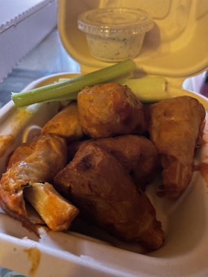 Sugar cane drumsticks with house-made ranch  at Pi Vegan Pizzeria in Seattle