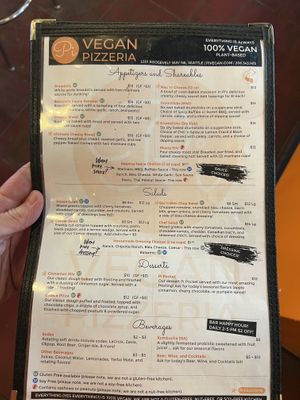 Menu  at Pi Vegan Pizzeria in Seattle