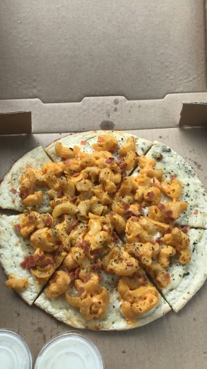 Magic Mac pizza with gluten free crust  at Pi Vegan Pizzeria in Seattle