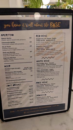 Menu at Base Pizza in Bowness-on-windermere
