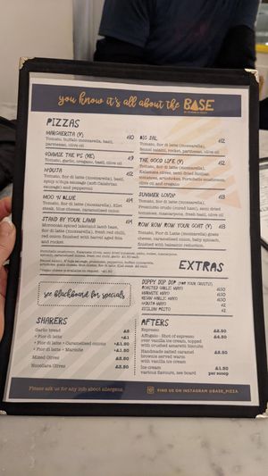 Menu at Base Pizza in Bowness-on-windermere