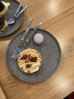apple and caramel chocolate tartelet  at Share Sweet and Espresso Bar in Prague