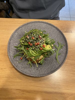 Vegan avocado toast with hummus (brunch weekend menu)  at Share Sweet and Espresso Bar in Prague
