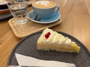 Lemon cake at Share Sweet and Espresso Bar in Prague