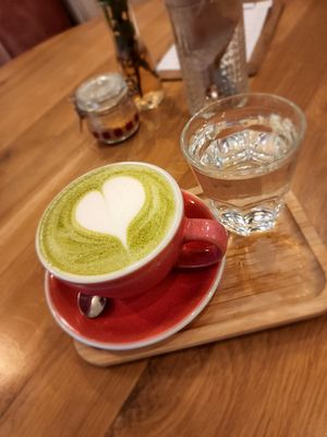 Matcha latte at Share Sweet and Espresso Bar in Prague