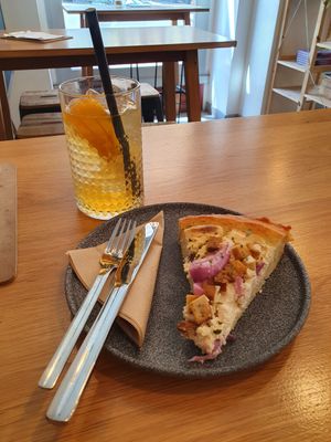 Homemade lemonade and quiche at Share Sweet and Espresso Bar in Prague