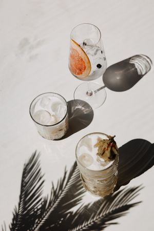 Our summer cocktails! Gin & Tonic, Mr. Black and White (coffee white Russian), and Hawaii Beach.   at Share Sweet and Espresso Bar in Prague