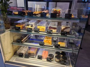 Cake counter at Share Sweet and Espresso Bar in Prague