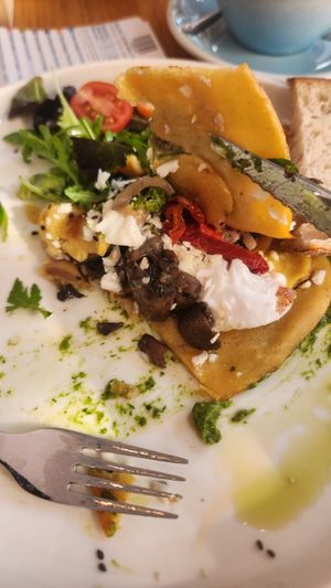 Indise the omelette. Tasted good. at Share Sweet and Espresso Bar in Prague