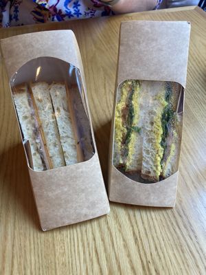 Ham & cheese and tofu egg sandwiches  at Share Sweet and Espresso Bar in Prague