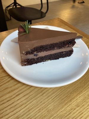 Chocolate ganache forest fruit cake   at Share Sweet and Espresso Bar in Prague