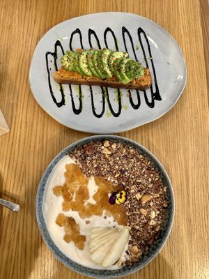 Yogurt & avocado toast  at Share Sweet and Espresso Bar in Prague