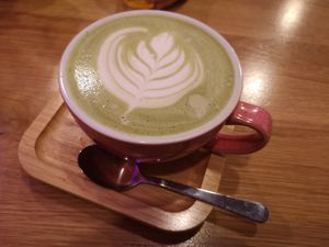 Matcha latte at Share Sweet and Espresso Bar in Prague