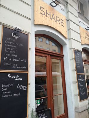 Outside at Share Sweet and Espresso Bar in Prague