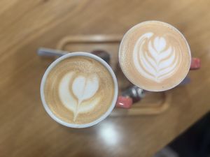 Chai and dirty chai latte   at Share Sweet and Espresso Bar in Prague