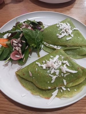 Spinach pancakes at Share Sweet and Espresso Bar in Prague