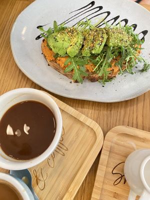 Yummy with coffee  at Share Sweet and Espresso Bar in Prague