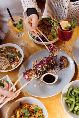 We serve sushi from Monday to Friday starting at 11:30 AM, and on weekends starting at 12:30 PM. at Share Sweet and Espresso Bar in Prague