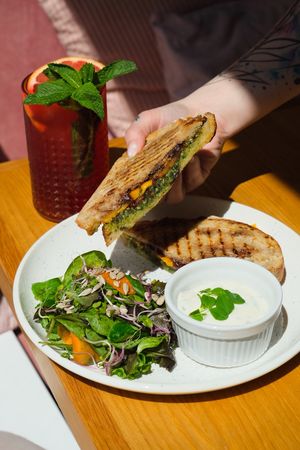 Grilled bread at Share Sweet and Espresso Bar in Prague