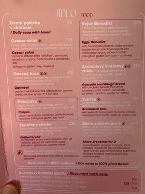 Menu  at Share Sweet and Espresso Bar in Prague