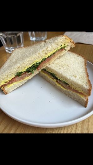 Tofu “egg” sandwich  at Share Sweet and Espresso Bar in Prague