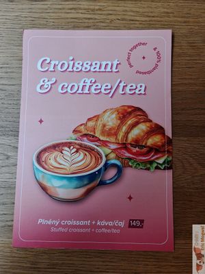 Breakfast menu at Share Sweet and Espresso Bar in Prague