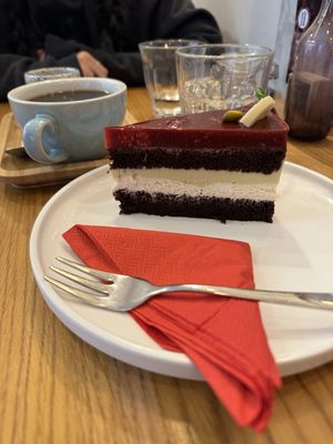 Raspberry-pistacchio cake  at Share Sweet and Espresso Bar in Prague