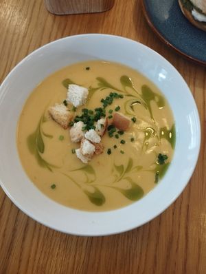 Cauliflower soup at Share Sweet and Espresso Bar in Prague