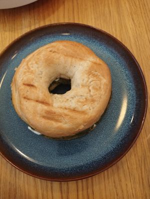 Bagel with 🐐 cheese at Share Sweet and Espresso Bar in Prague