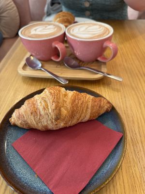 Croissant and hot chocolate   at Share Sweet and Espresso Bar in Prague
