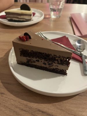 Raspberry chocolate cake  at Share Sweet and Espresso Bar in Prague