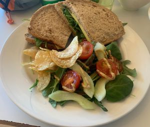 Vegan cheese sandwich at Ochiltree's Cafe in Melrose