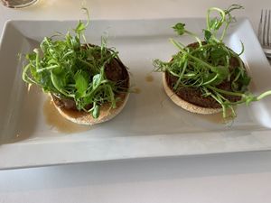 Vegan haggis and avocado toasted muffin   at Ochiltree's Cafe in Melrose