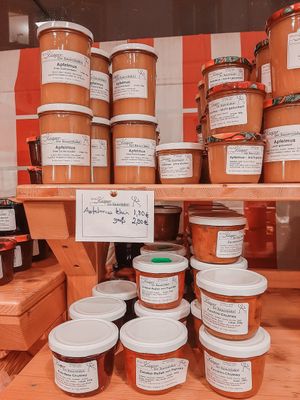 apple-sauce (sugarfree), relish, chutneys, marmalade at Bauernladen Obsthof Kasper in Offenburg