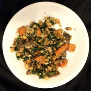 Tofu and chickpea dish (I did takeout; the plate is from my home, not from the venue itself). at 2Beans in New York City