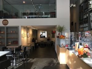 Indoors (note that they also have upstair seating). at 2Beans in New York City