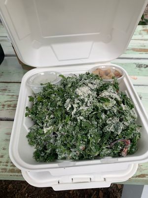 Cessation salad to go with dressing and croutons on the side to stay fresh! Food was so good! We got a breakfast Sammie and Crunchwrap but forgot to take pictures before devouring  at Seaside Eatery in Key Largo