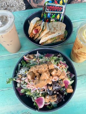 Cobb salad and Banh Mi sandwich at Seaside Eatery in Key Largo